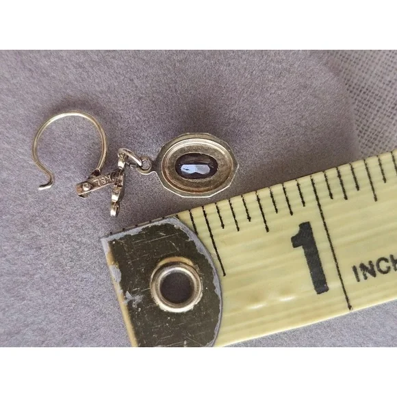 Antique Gold and Purple amethyst Drop dormeuse pierced Earrings - Picture 6 of 7